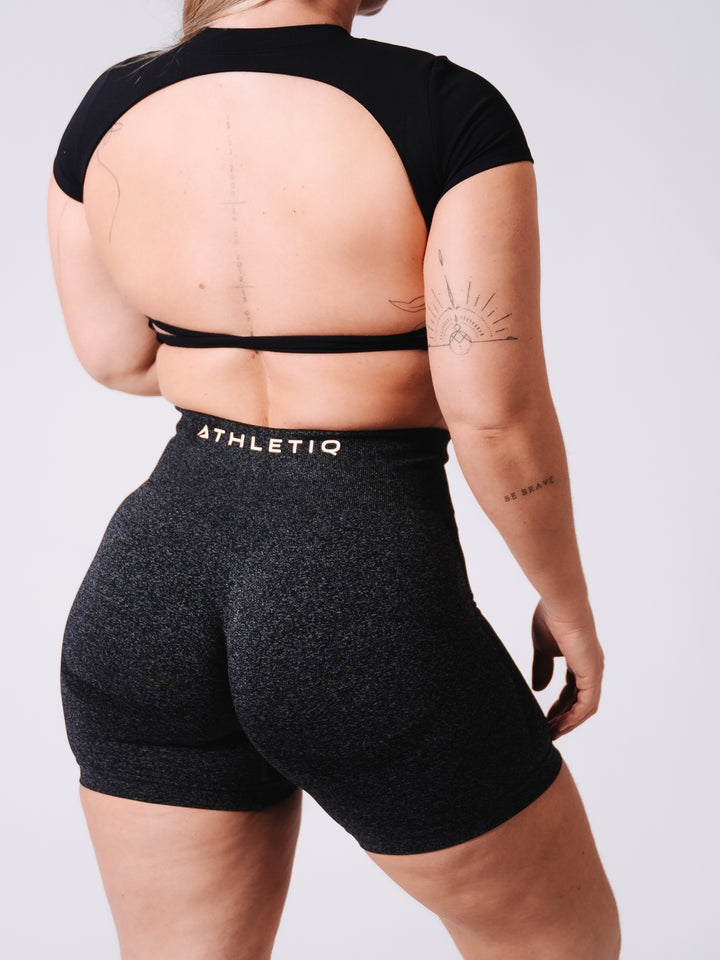 OpenBack Crop Tee - Black