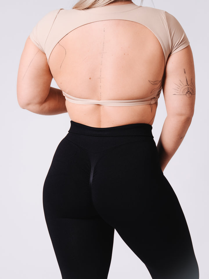 OpenBack Crop Tee - Khaki