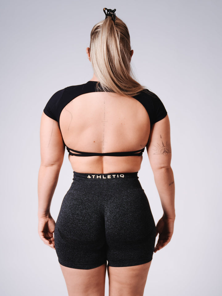 OpenBack Crop Tee - Black