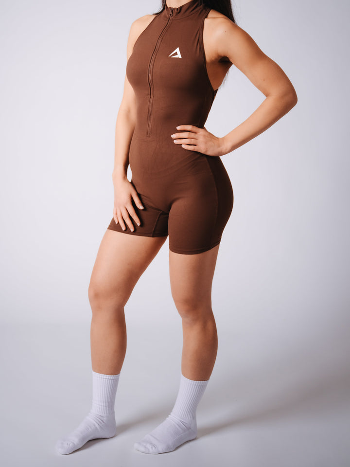SculptOne Zip Onepiece - Brown